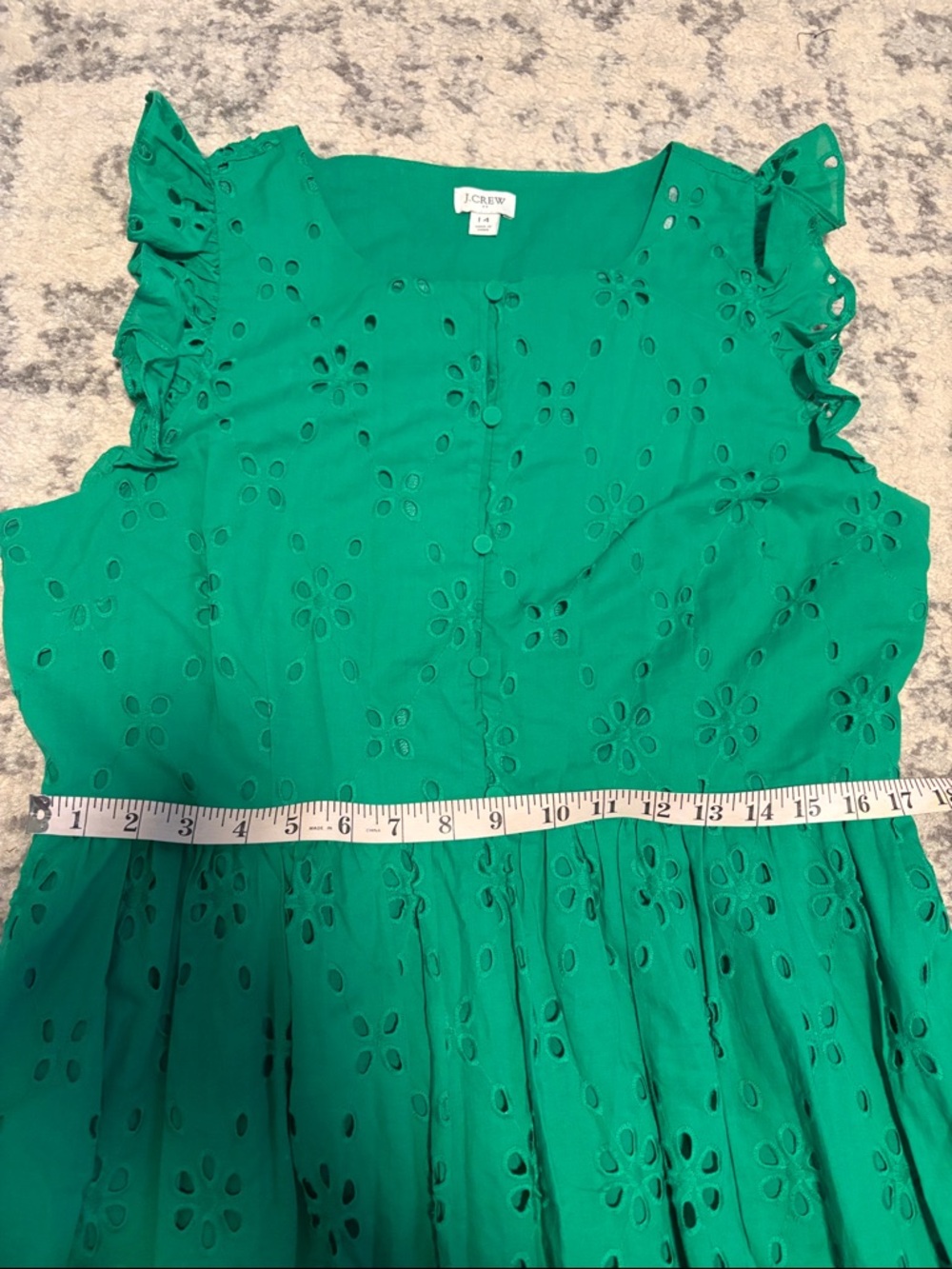 J. Crew Green Eyelet Midi Dress - Picture 9 of 11